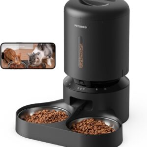 PETLIBRO Automatic Cat Feeder with Camera for Two Cats, 1080P HD Video with Night Vision, 5G WiFi Pet Feeder with 2-Way Audio for Cat & Dog, Low Food & Motion & Sound Alerts, Dual Tray, Black 5L