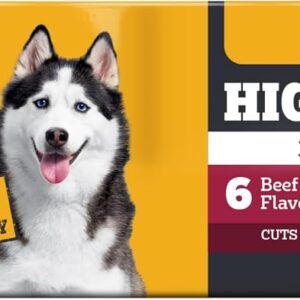 Pedigree High Protein Cuts in Gravy Pack Wet Dog Food, 13.2 oz, 12 Count | Beef, Lamb, Chicken & Turkey, slow cooked real meat, 40g+ protein per can, serve as topper or complete meal, canned dog food