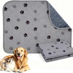 Puppy Pee Pads with Pheromones,Washable and Reusable Pee Pads for Dogs,Waterproof and Leak-Proof,Non-Slip Base Training Pads Suitable for Home,Travel and Dog Crates(Gray Paw,L:35.4*31.5in)