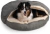 Snoozer Cozy Cave Dog Bed – Indoor Dog Bed with Cover Cave, Covered Calming Burrow for Small & Medium Sized Pets with Blanket Attached, Enclosed, Removable Washable Cover – Large, Anthracite