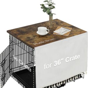 VIE DE AMAN Dog Crate Topper Wood with Tassel Curtain for 36 inch Crate