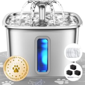Veken Innovation Award Winner Stainless Steel Cat Water Fountain, 108oz