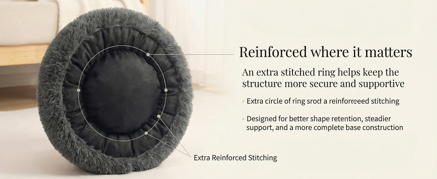 dog bed with anti slip bottom reinforced stitching and hidden zipper