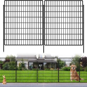 10 Panels Garden Fencing Animal Barrier, 33 in(H) X 24 ft(L) Dog Fence Outdoor for Yard Rustproof No Dig Decorative Tall Garden Fence Metal Wire Panel Border Patio Rabbit Temporary Ground Stakes