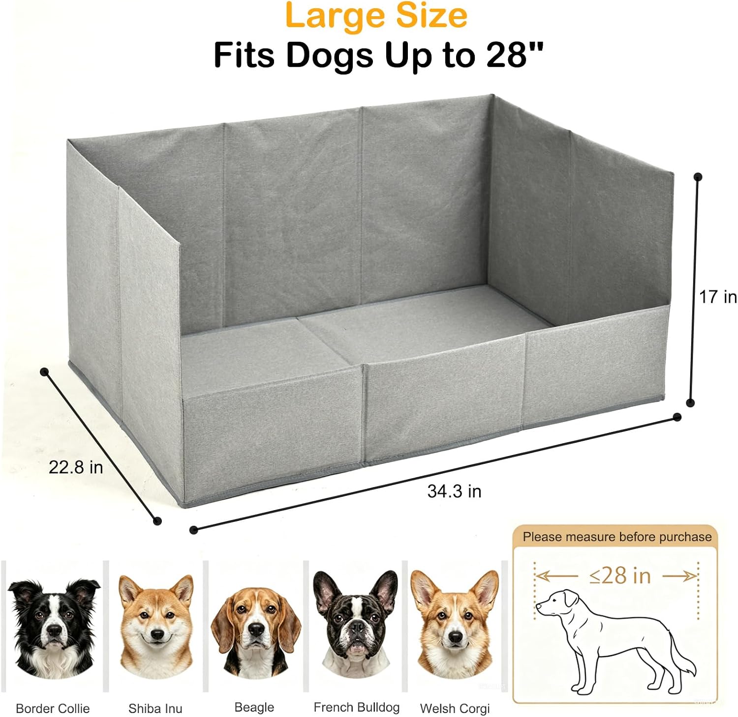 Dog Litter Box Indoor with High Walls 23"x34"x17" (Not Included Pee Pad) - Image 4