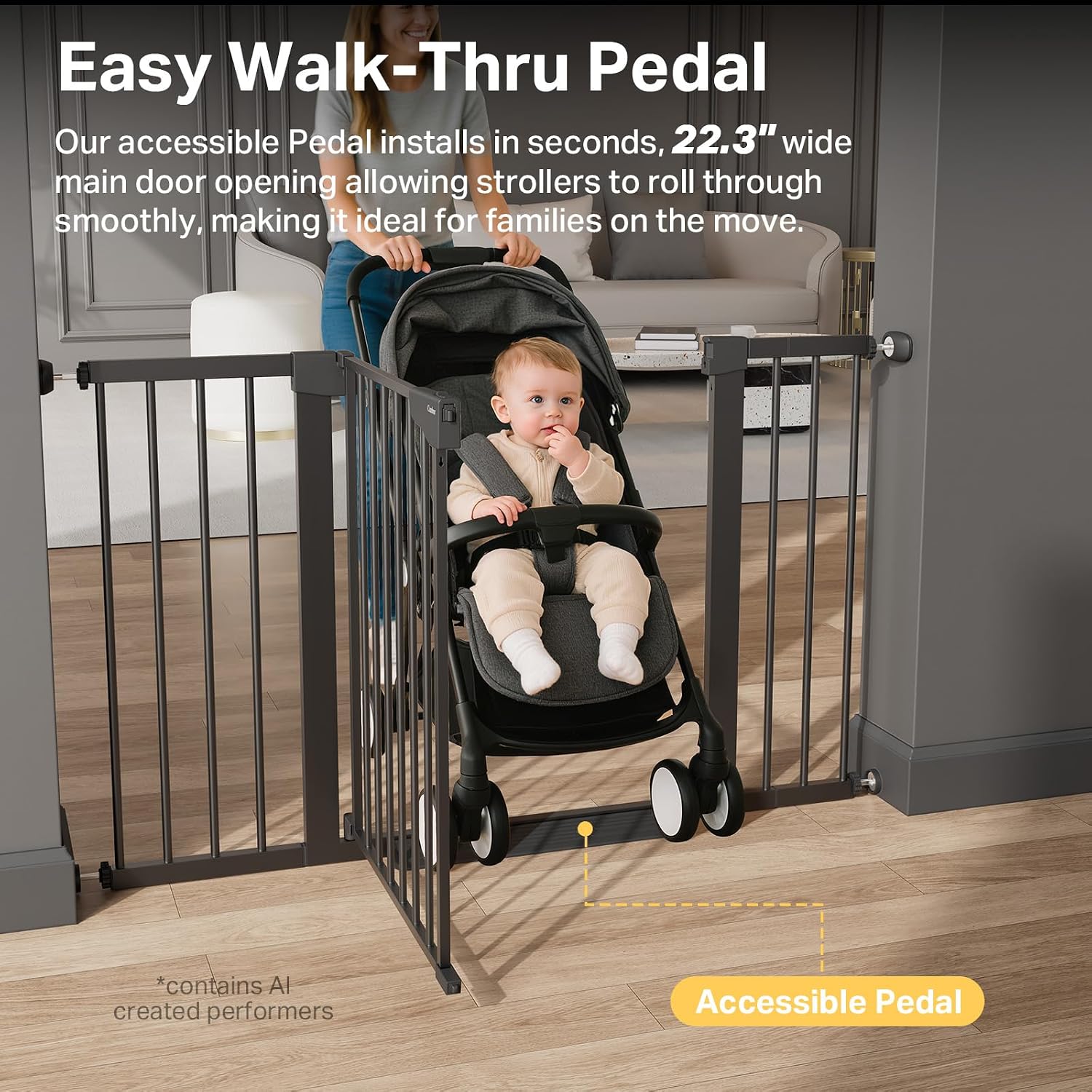 Cumbor 29.7-51.5 in Extra Wide Baby Gate for Stairs, Dog Gate Indoor Black - Image 8