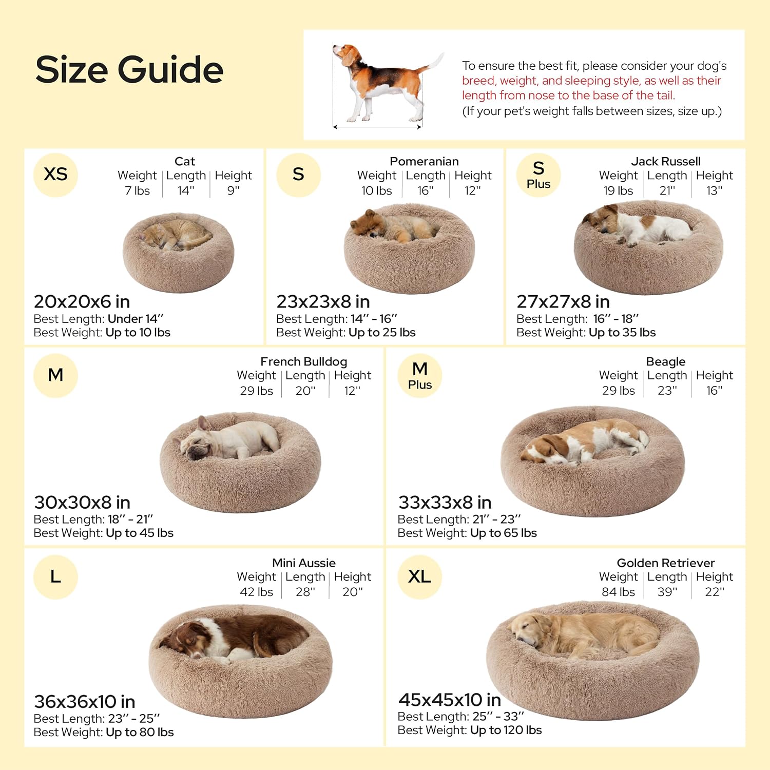 Bedsure Calming Dog Beds Large Sized Dog Donut Washable Pet Bed,36ins Camel - Image 5