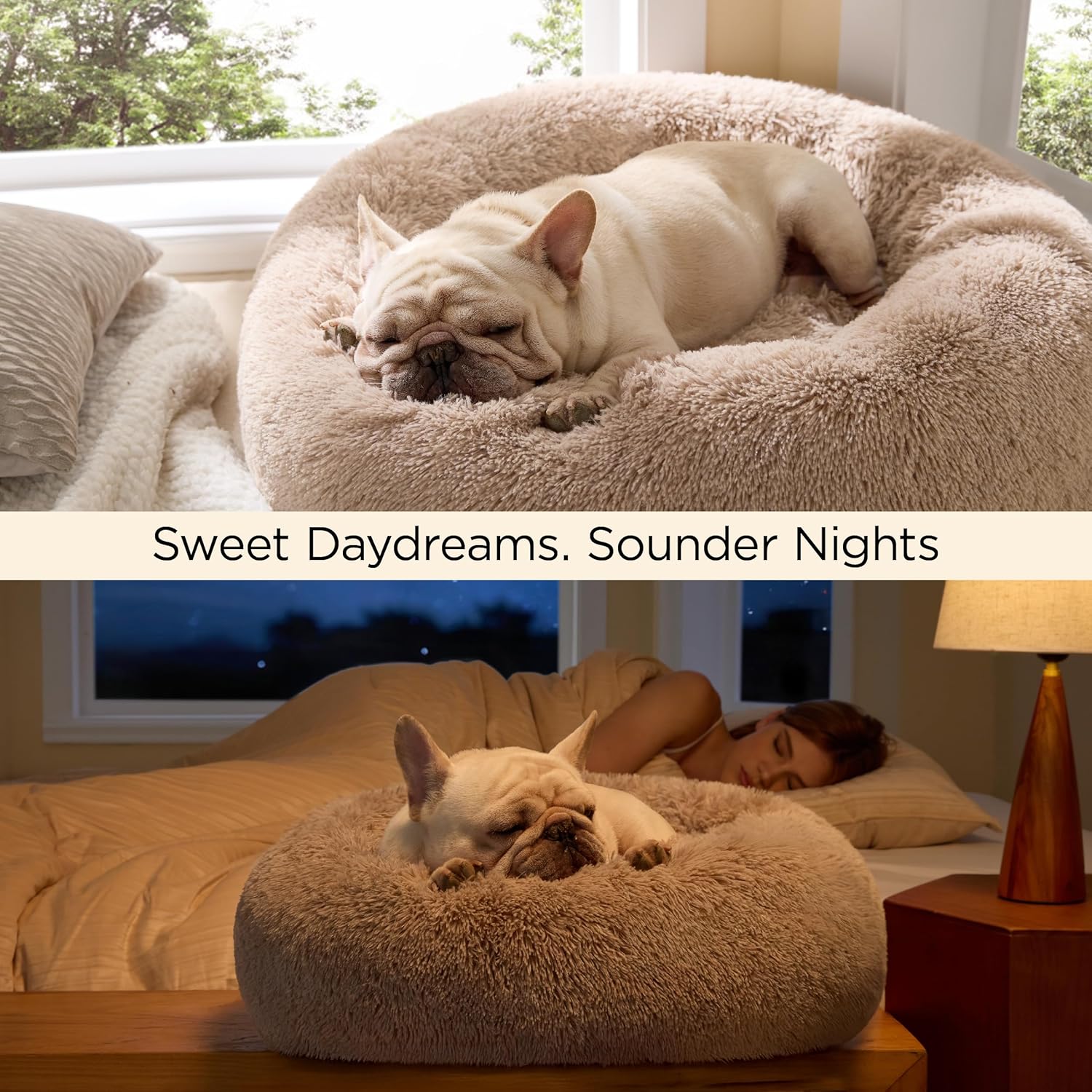 Bedsure Calming Cat Beds Donut Round Washable Kitten Bed,20 inches Camel - Image 4