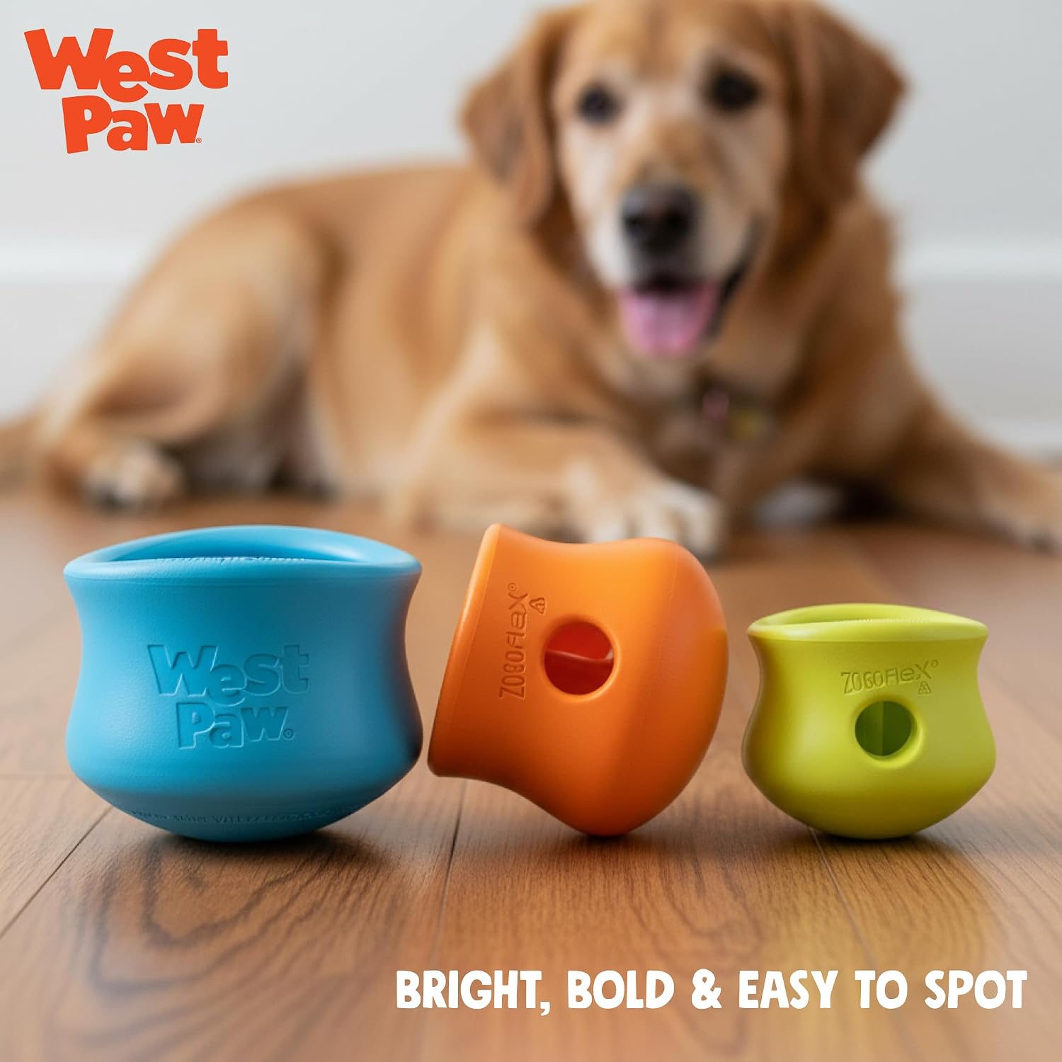 WEST PAW Zogoflex Toppl Interactive Treat Dispensing Puzzle Dog Toy for Mental Stimulation & Enrichment-Holds Kibble & Treats-Lickable, Freezable & Dishwasher Safe-Made in USA-Large-Tangerine - Image 5
