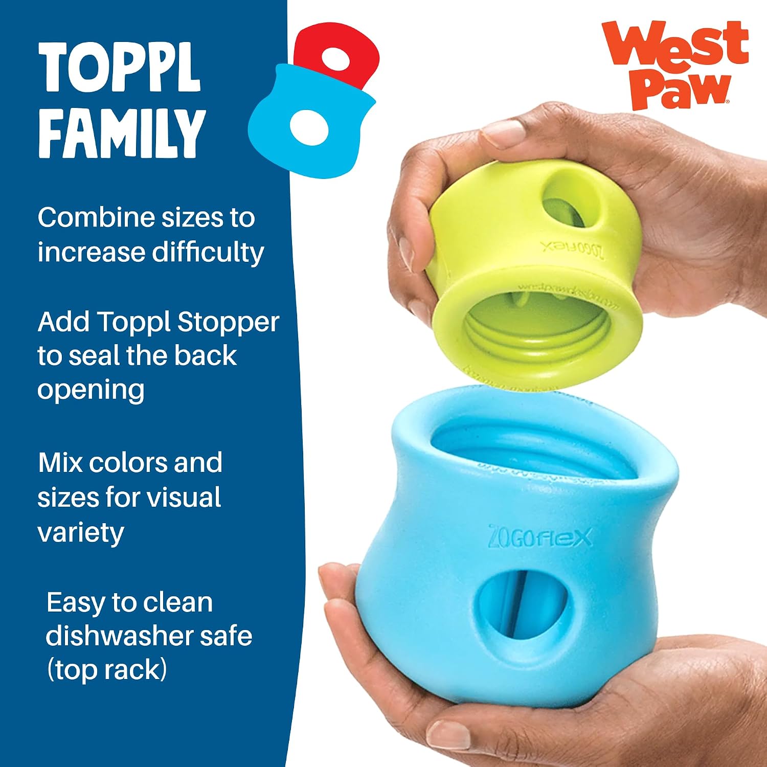 WEST PAW Zogoflex Toppl Interactive Treat Dispensing Puzzle Dog Toy for Mental Stimulation & Enrichment-Holds Kibble & Treats-Lickable, Freezable & Dishwasher Safe-Made in USA-Large-Tangerine - Image 6