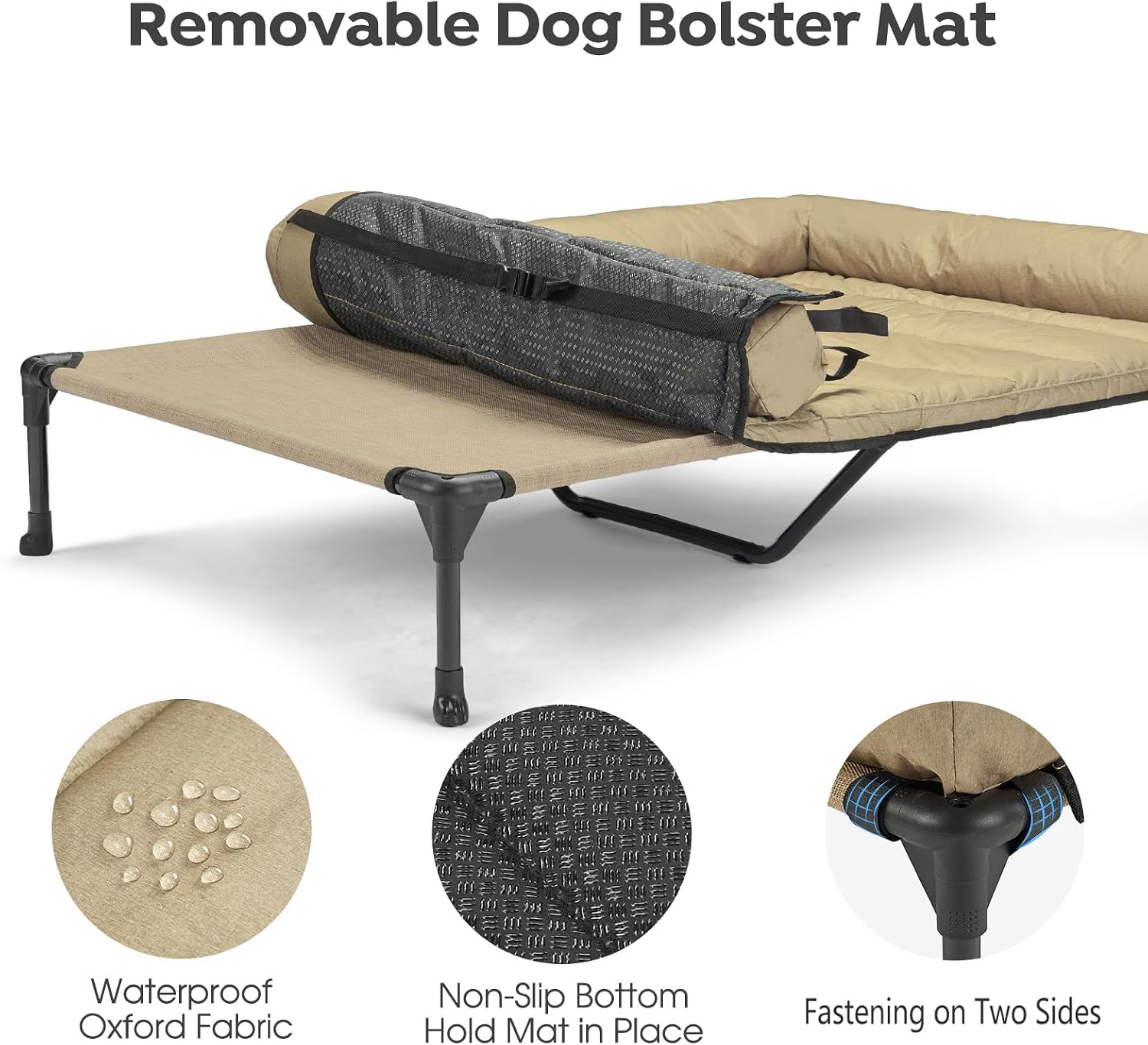 Veehoo Outdoor Elevated Dog Bed with Waterproof Bolster Cushion, Cooling - Image 4