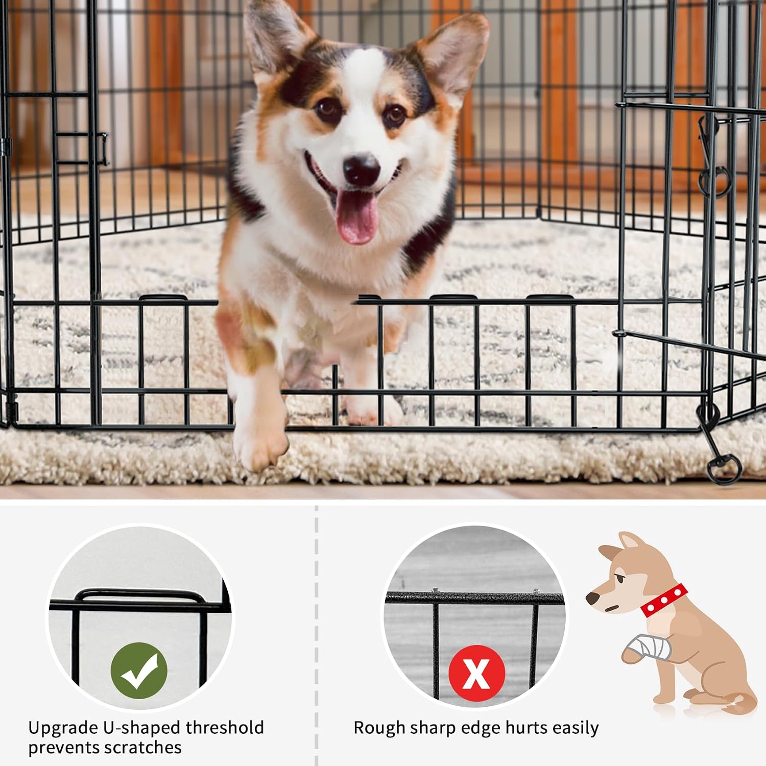PETIME Foldable Metal Dog Exercise Pen/Pet Puppy Playpen Kennels Yard Fence Indoor/Outdoor 8 Panel 24" W x 24" H with Bottom Pad (with Bottom pad, 8 Panels 24" H) - Image 5