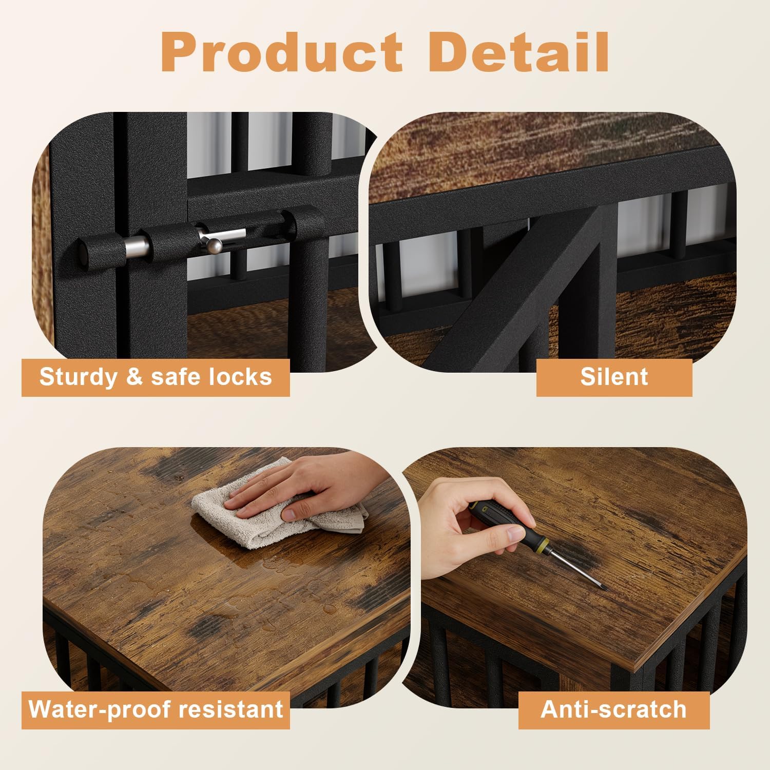 88" Double Dog Crate Furniture for Medium/Large Dogs, Wood - Image 2