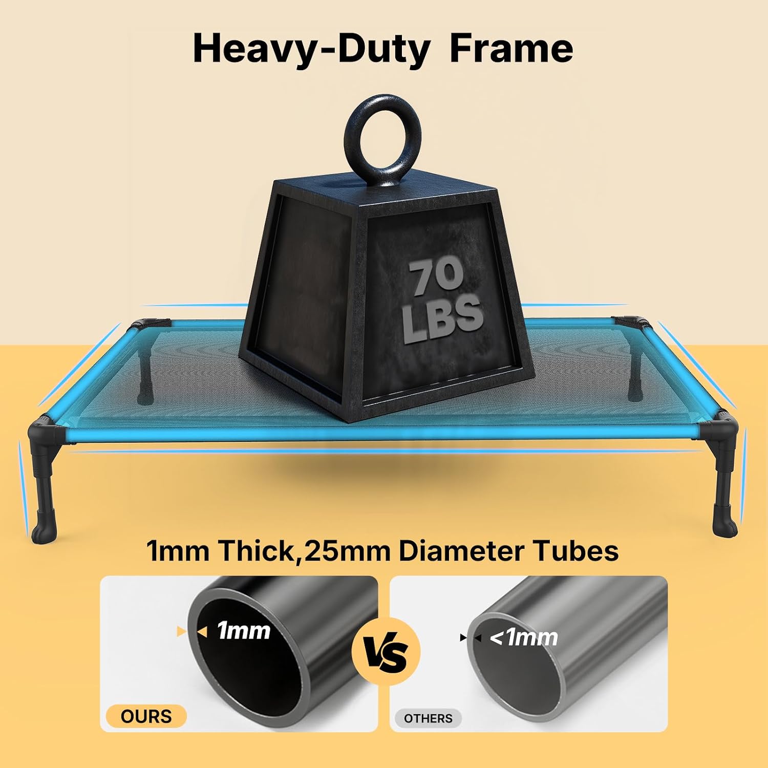 Veehoo Outdoor Elevated Dog Bed for Medium Dogs, Cooling Raised Dog Cots - Image 4