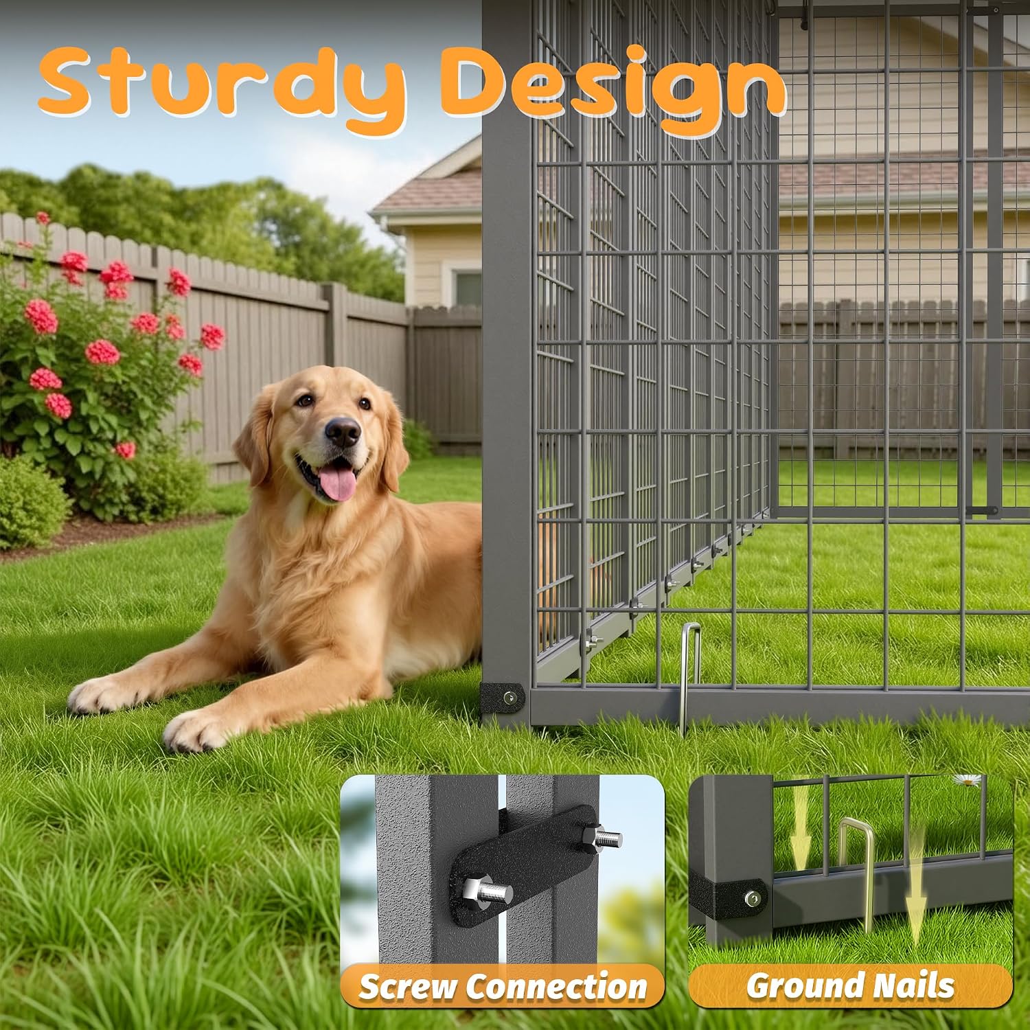 20x10 ft Outdoor Dog Kennel, Heavy Duty Dog Pens for Large Dogs - Image 7
