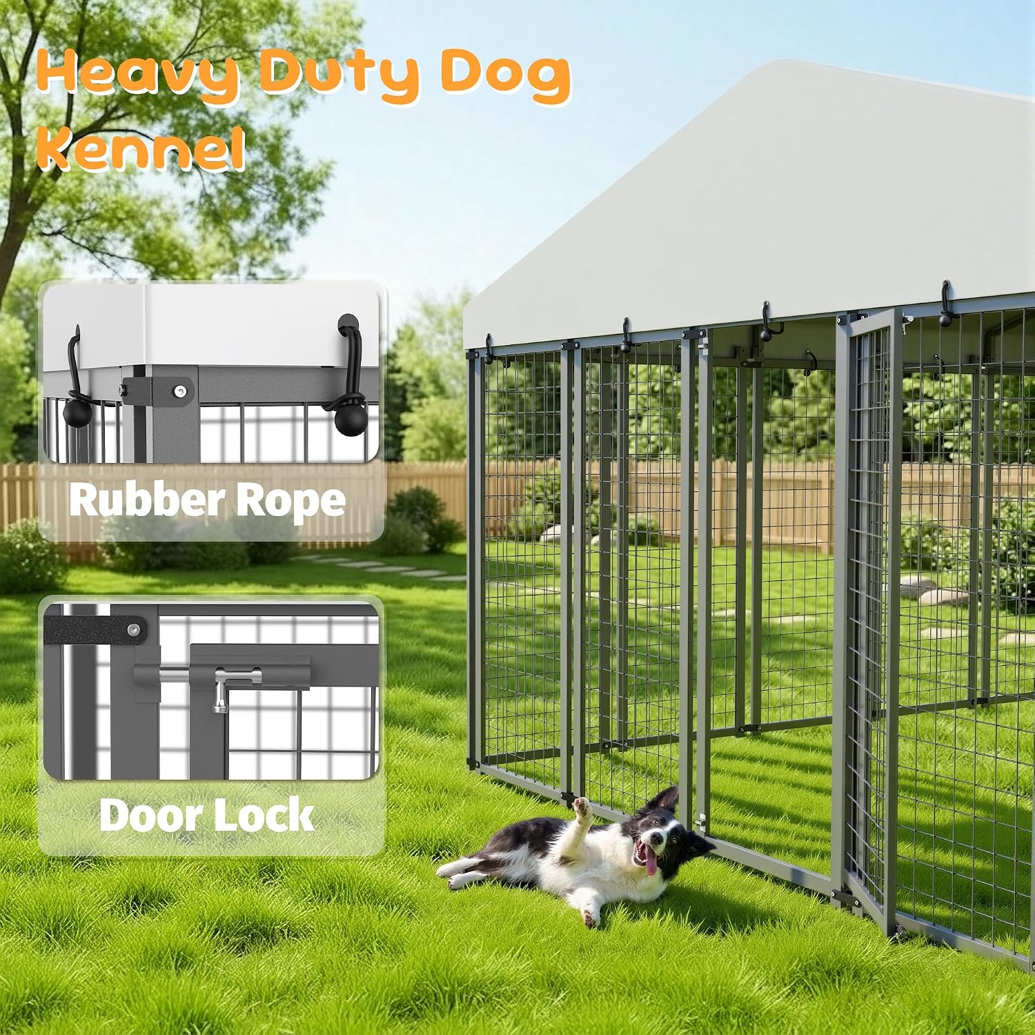 20x10 ft Outdoor Dog Kennel, Heavy Duty Dog Pens for Large Dogs - Image 8
