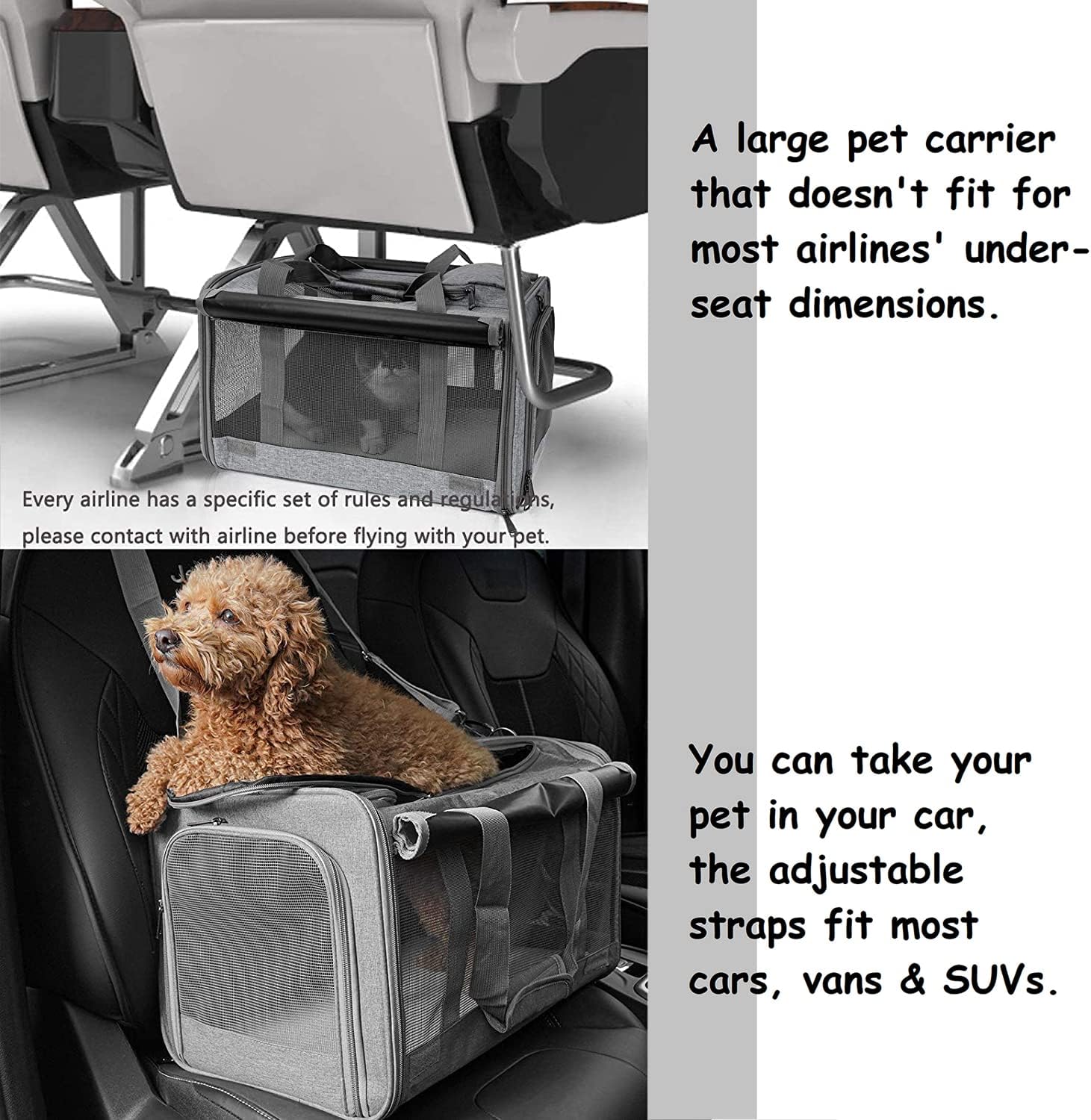 GAPZER Pet Carrier for Large Cats up to 20lbs Soft-Sided Privacy Protection - Image 5