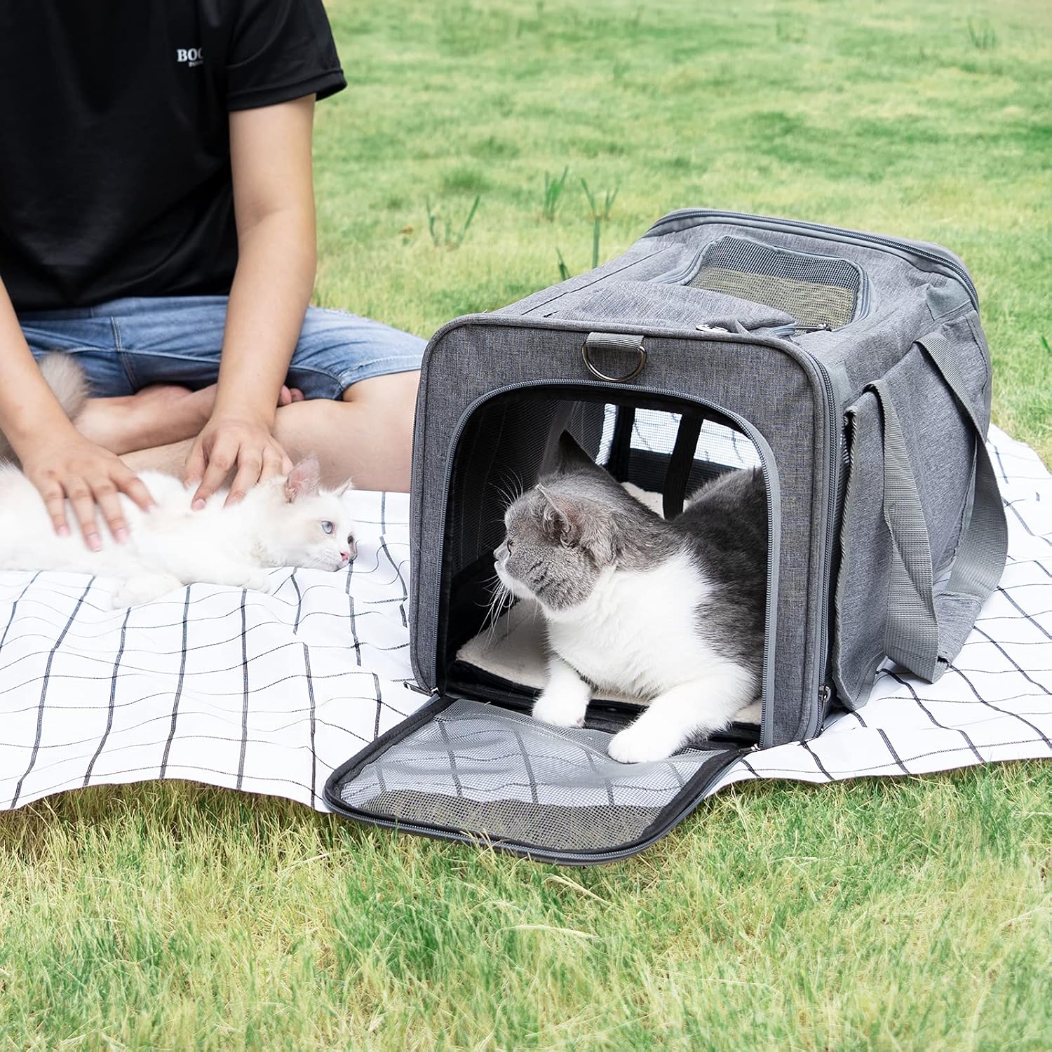 GAPZER Pet Carrier for Large Cats up to 20lbs Soft-Sided Privacy Protection - Image 6