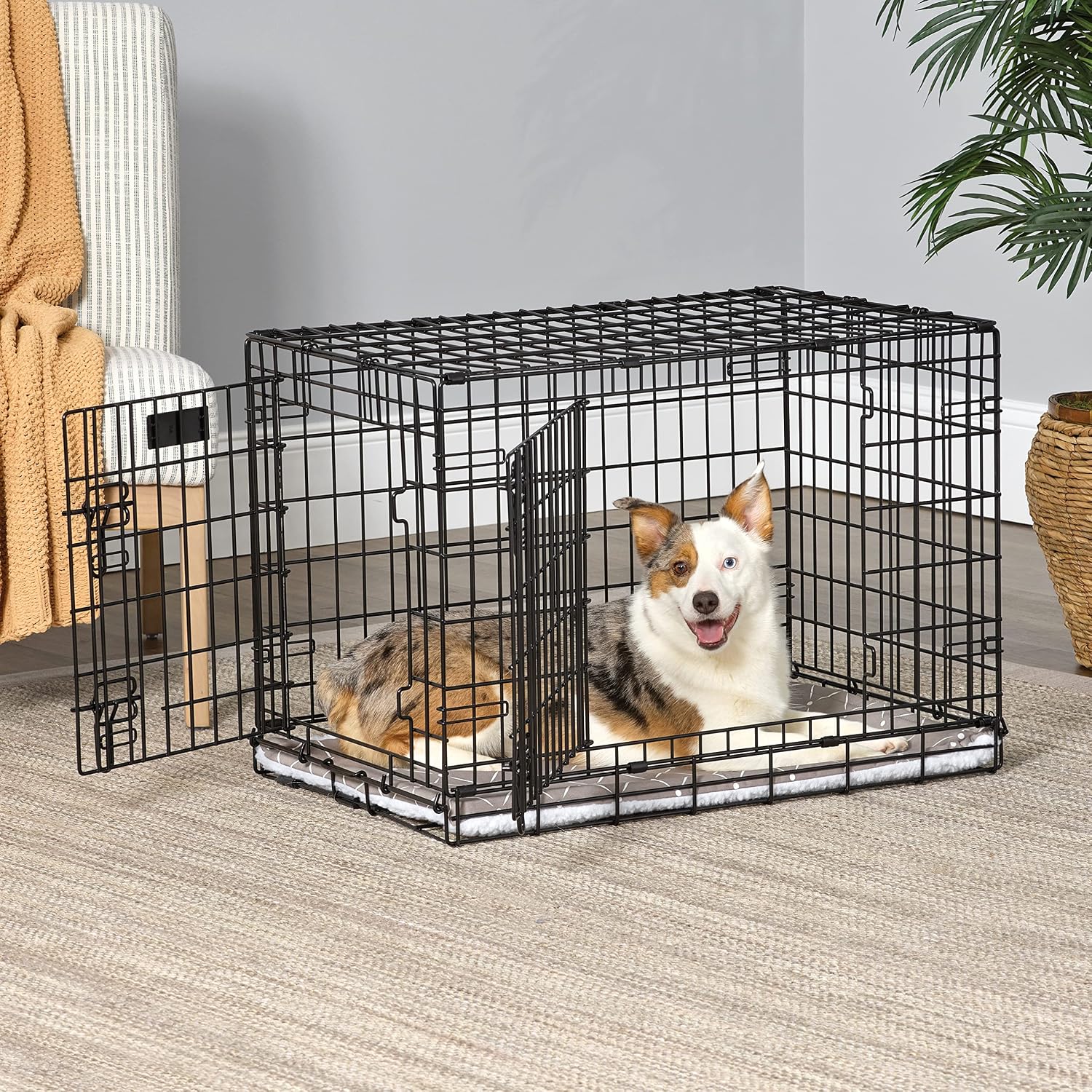 MidWest Homes for Pets Midwest Quiet Time Reversible Crate Pan Cover 30' Mushroom Diamond/Fleece - Image 6