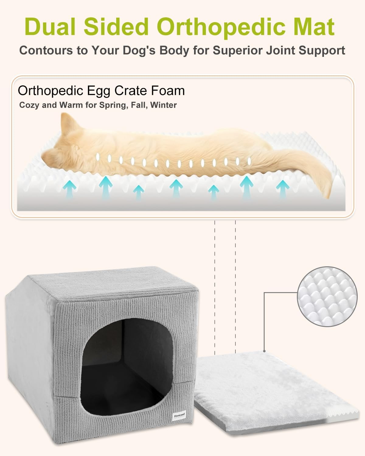 Hovicaed Indoor Dog House Extra Large Sized Dog Tent with Cave Bed 42x30ins - Image 3