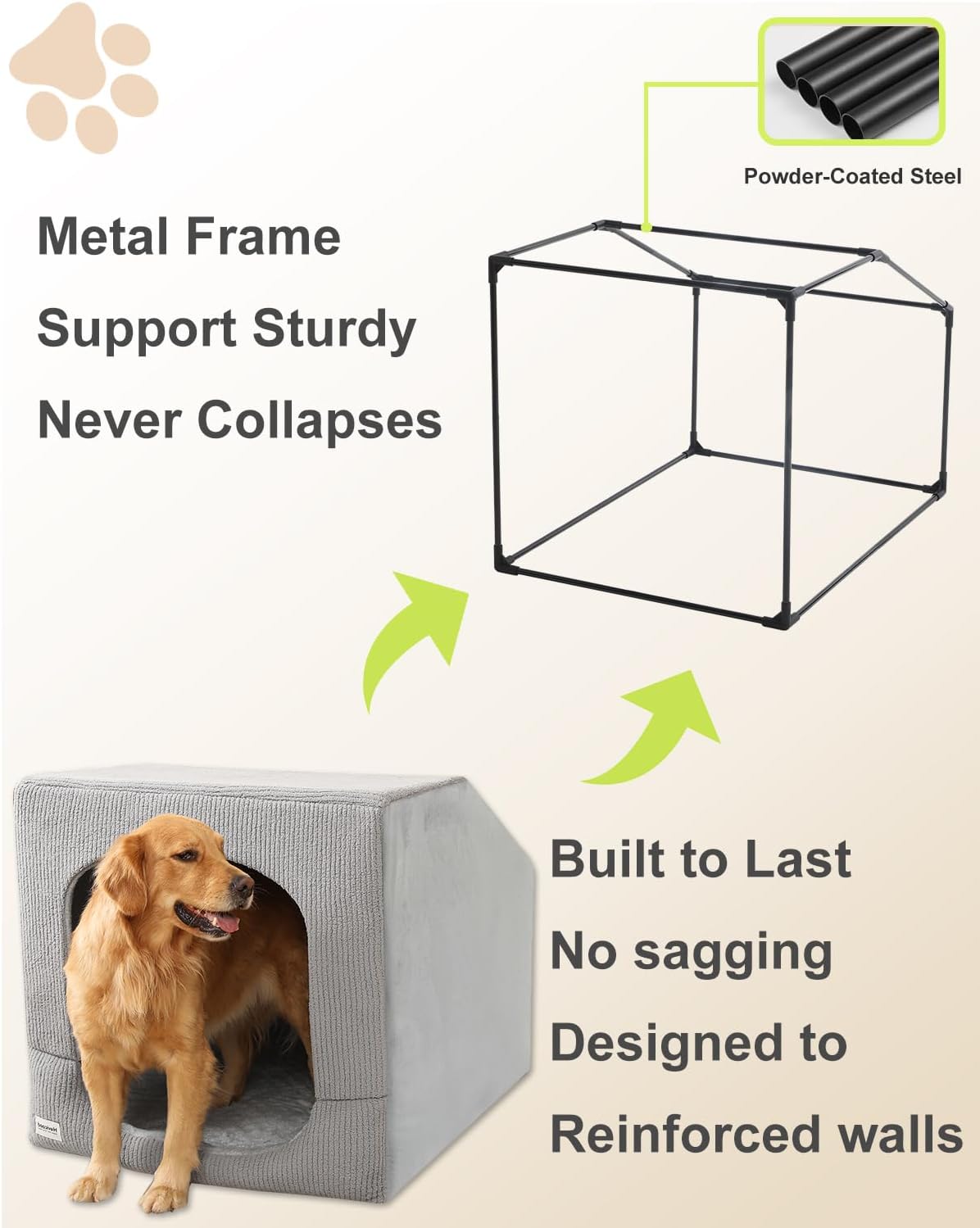 Hovicaed Indoor Dog House Extra Large Sized Dog Tent with Cave Bed 42x30ins - Image 4