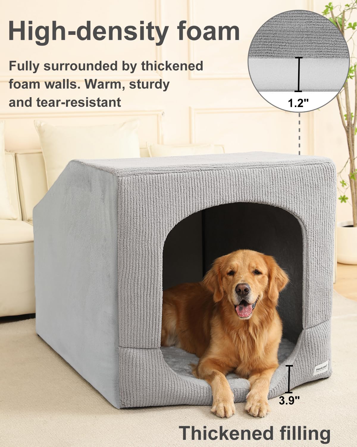 Hovicaed Indoor Dog House Extra Large Sized Dog Tent with Cave Bed 42x30ins - Image 5