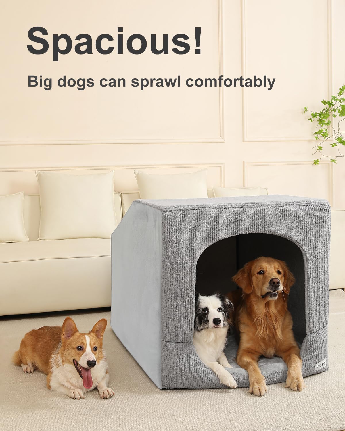Hovicaed Indoor Dog House Extra Large Sized Dog Tent with Cave Bed 42x30ins - Image 6