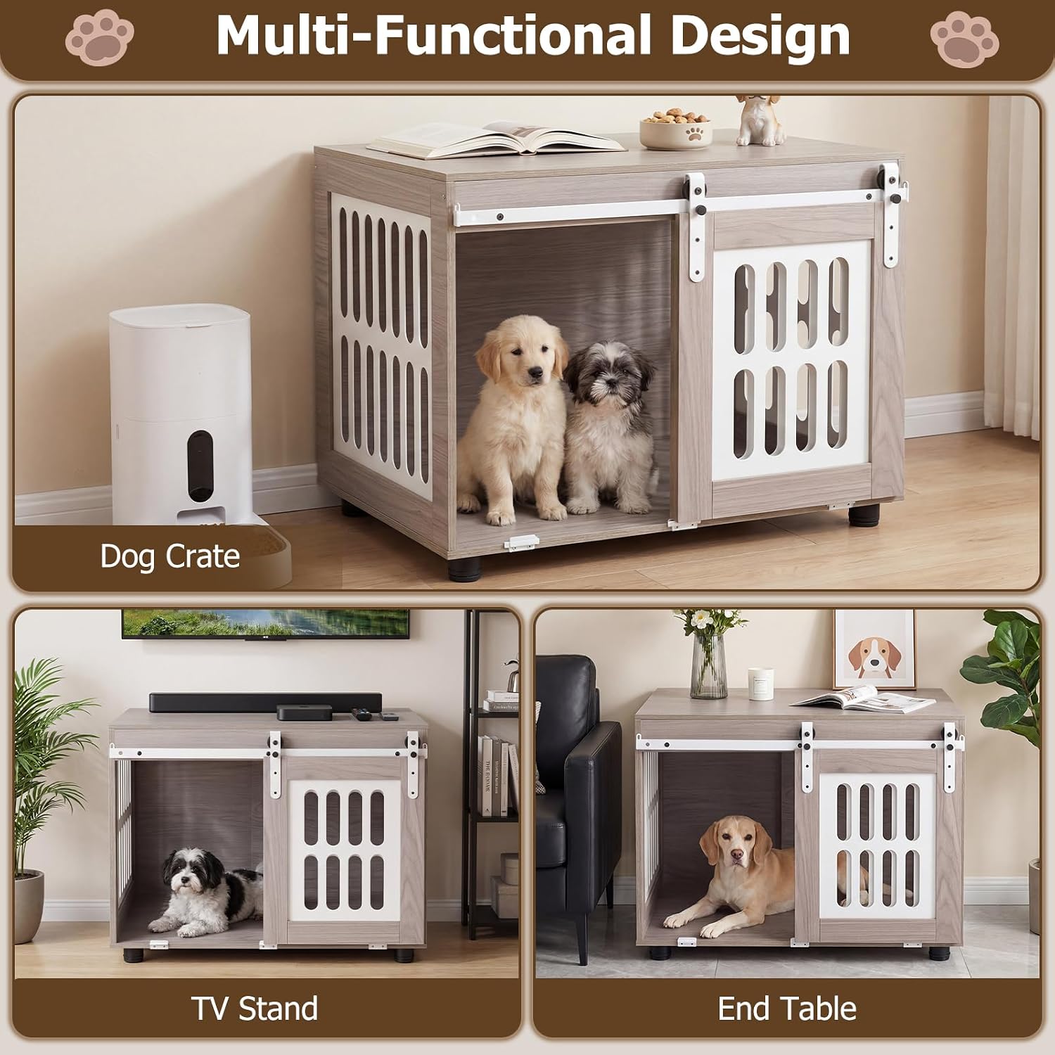 GIANTEX 31.5" Dog Crate Furniture with Barn Door for Small Medium Dogs - Image 4