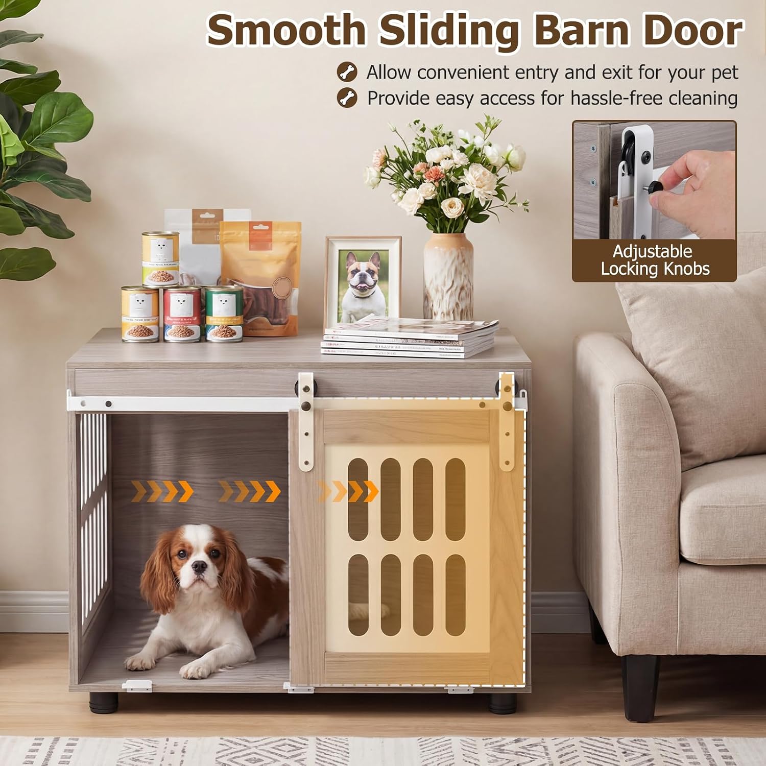 GIANTEX 31.5" Dog Crate Furniture with Barn Door for Small Medium Dogs - Image 5
