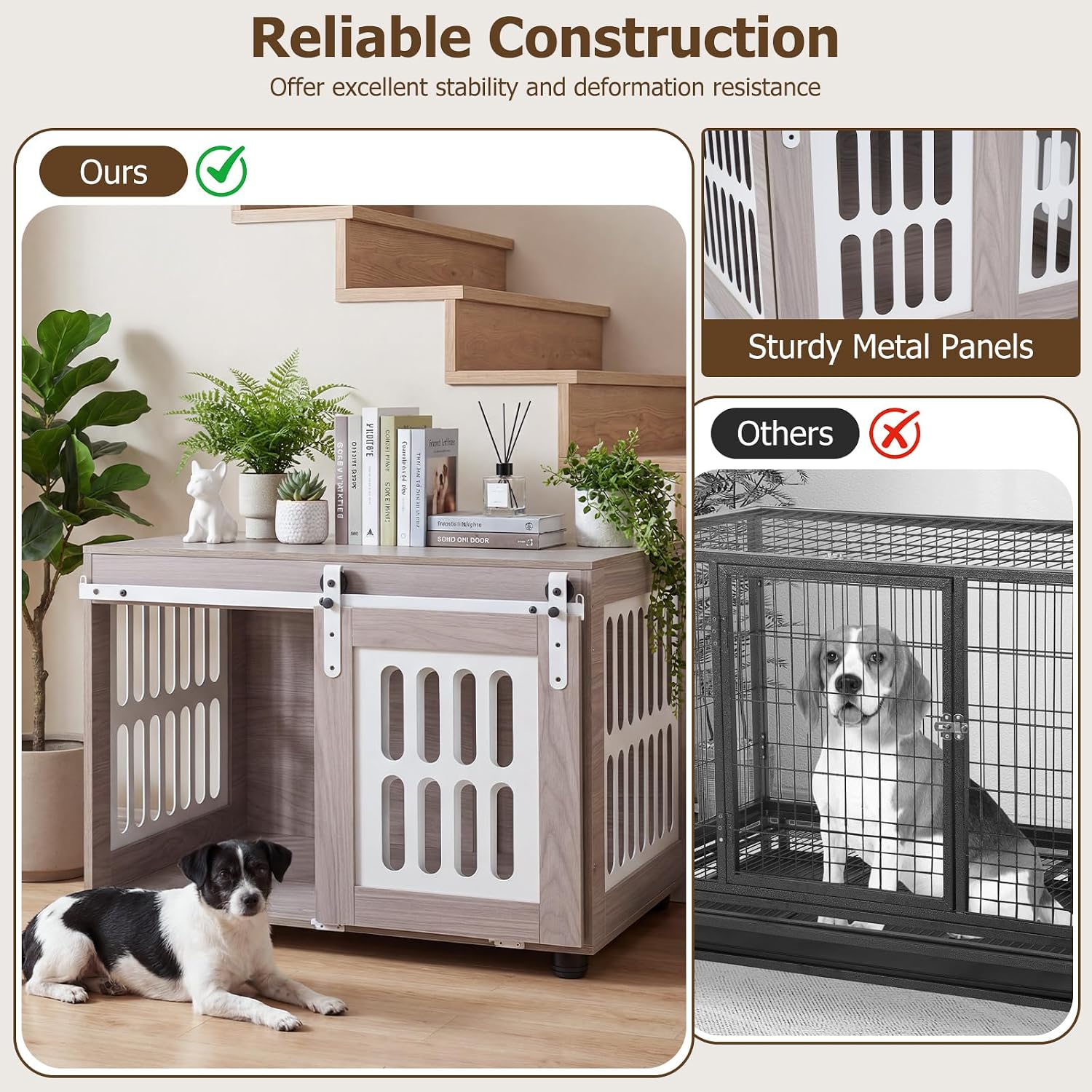 GIANTEX 31.5" Dog Crate Furniture with Barn Door for Small Medium Dogs - Image 6