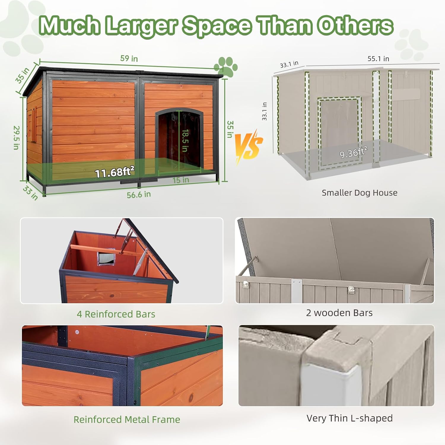 Extra Large Insulated Outdoor Dog House Weatherproof Chew-Proof Metal Frame - Image 3