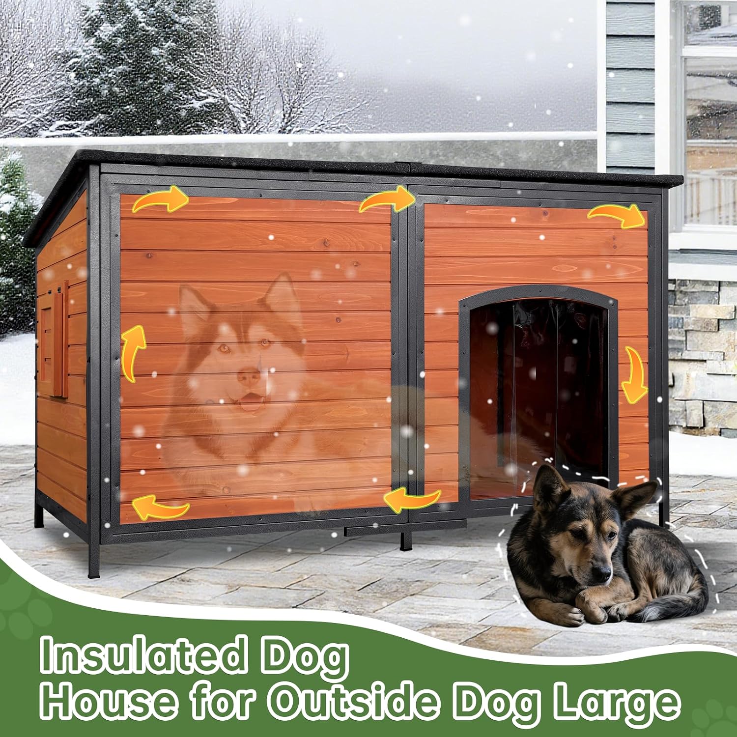Extra Large Insulated Outdoor Dog House Weatherproof Chew-Proof Metal Frame - Image 4