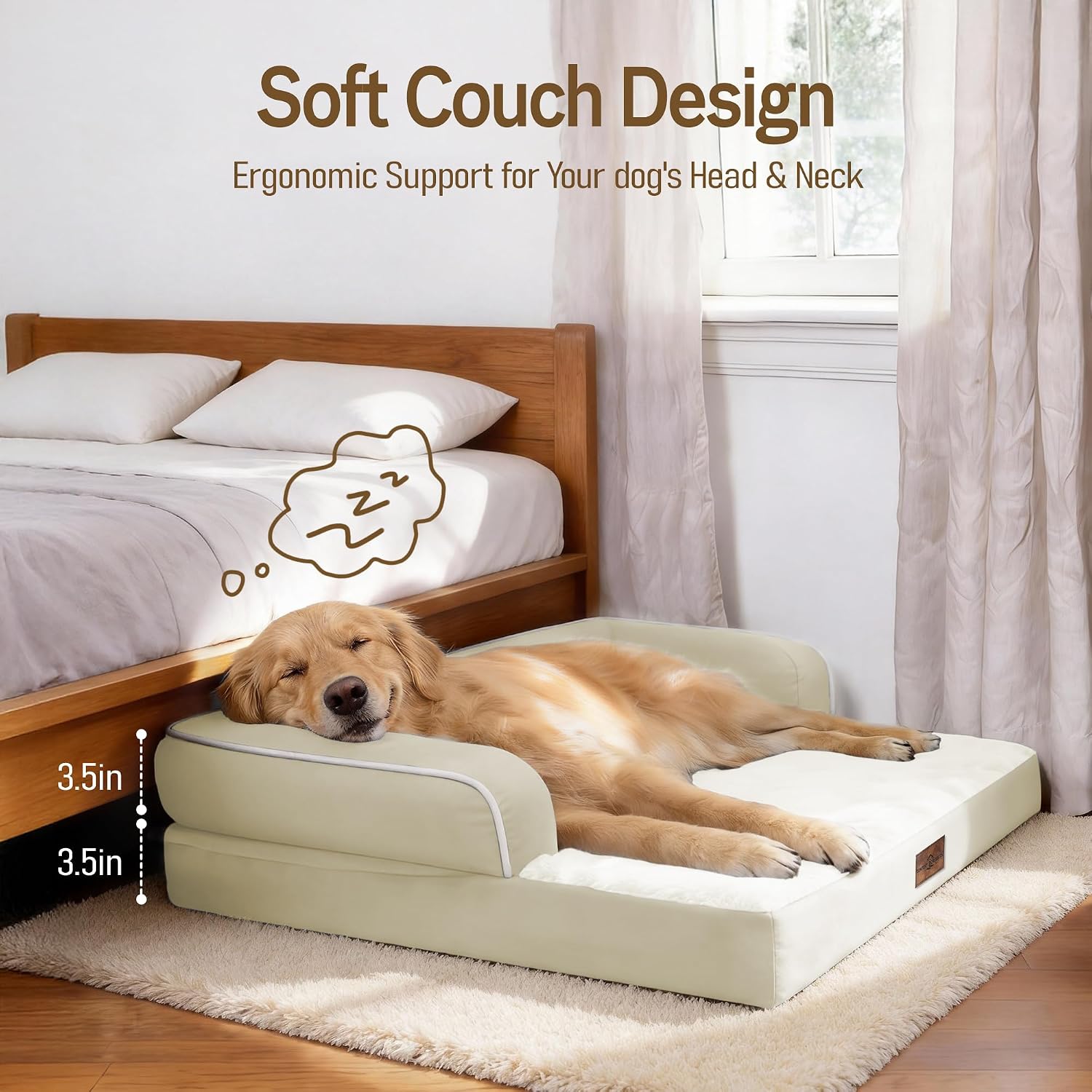 Comfort Expression Washable Dog Bed with Bolster for Medium to Large Dogs - Image 3