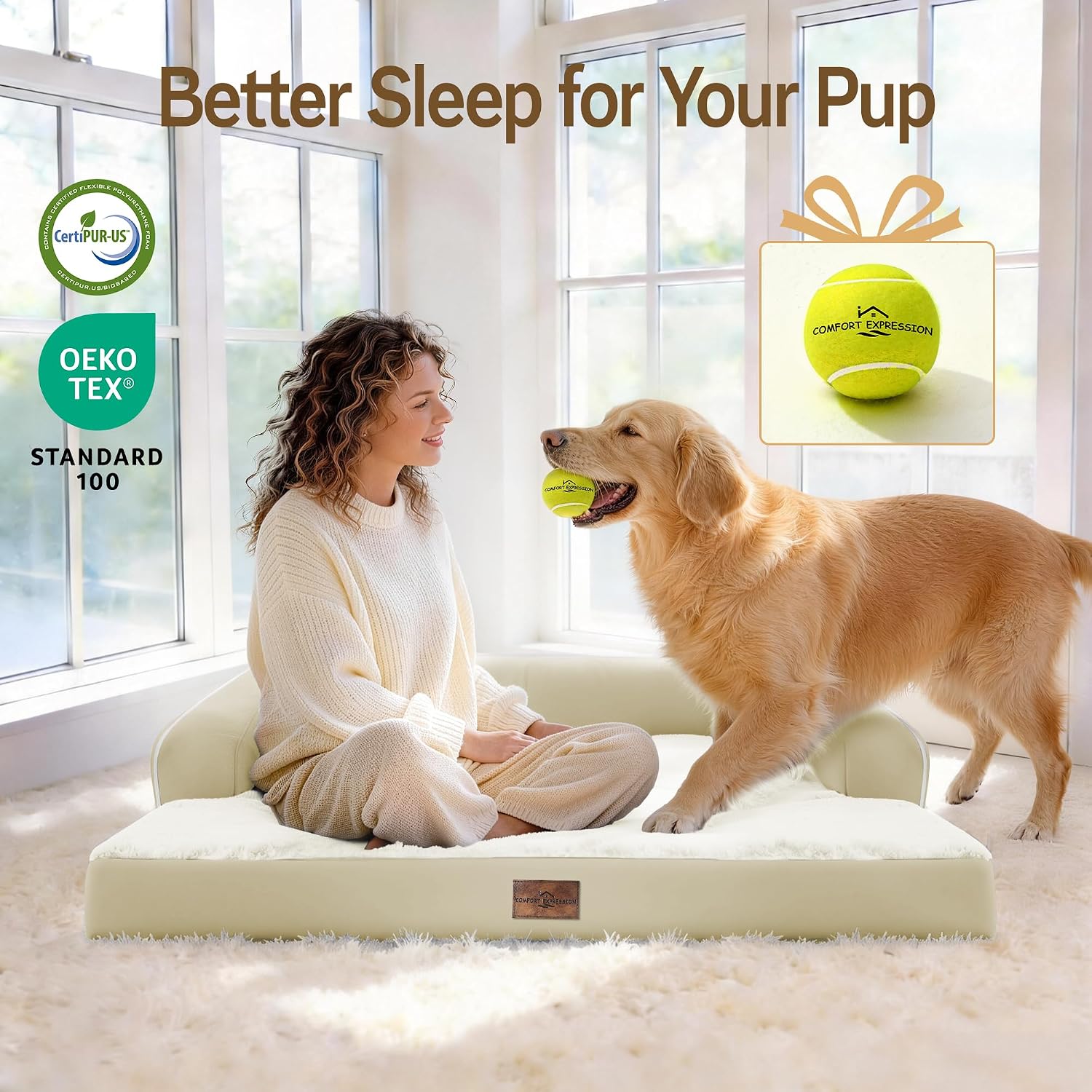 Comfort Expression Washable Dog Bed with Bolster for Medium to Large Dogs - Image 6
