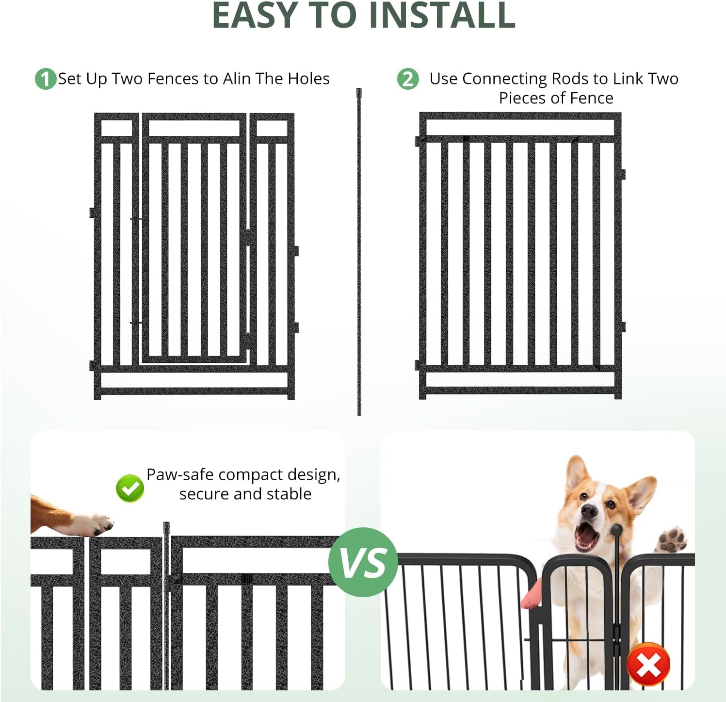 Dog Fence Outdoor for Yard Dog Playpen Indoor 40" Height 16 Panels Portable Puppy Playpen Dog Kennel for RV Camping(Black-Silver) - Image 3
