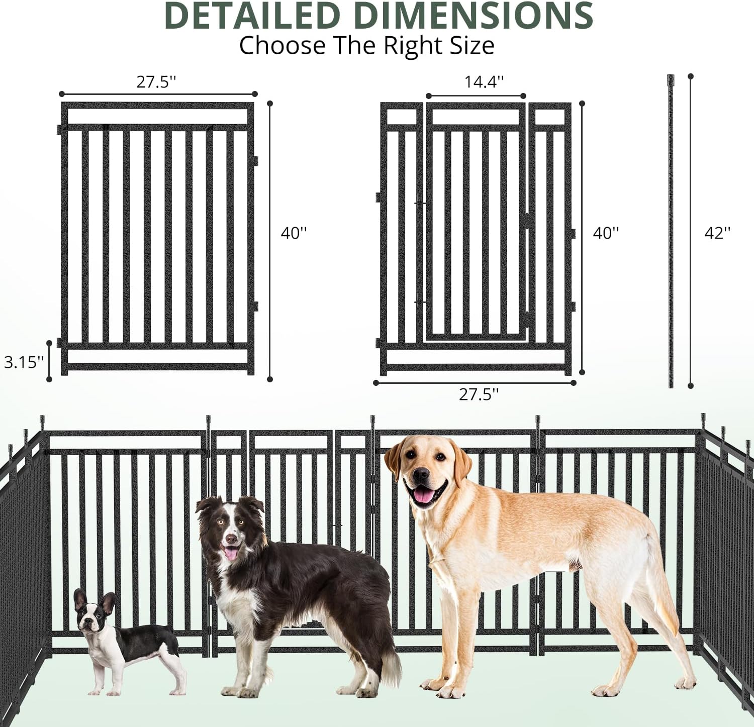 Dog Fence Outdoor for Yard Dog Playpen Indoor 40" Height 16 Panels Portable Puppy Playpen Dog Kennel for RV Camping(Black-Silver) - Image 4