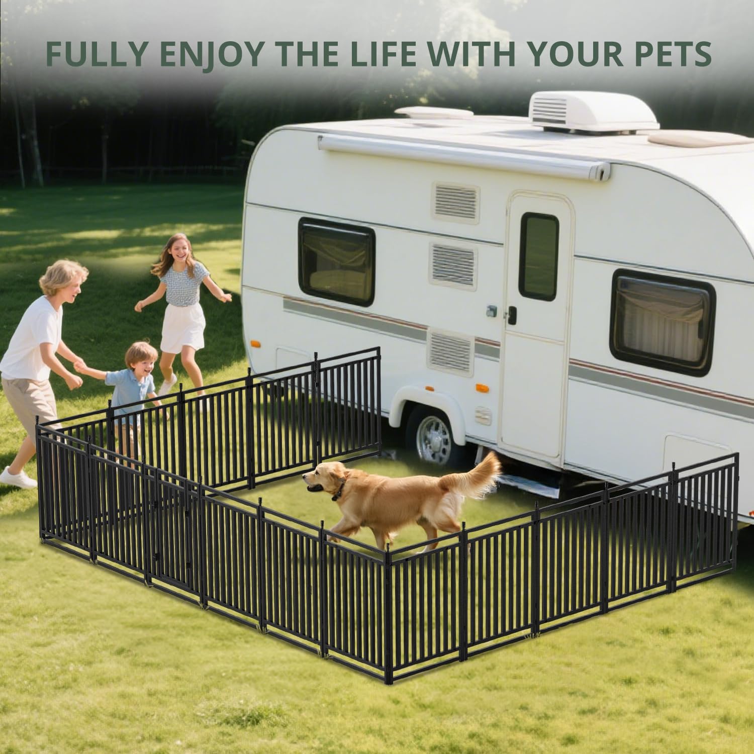 Dog Fence Outdoor for Yard Dog Playpen Indoor 40" Height 16 Panels Portable Puppy Playpen Dog Kennel for RV Camping(Black-Silver) - Image 6