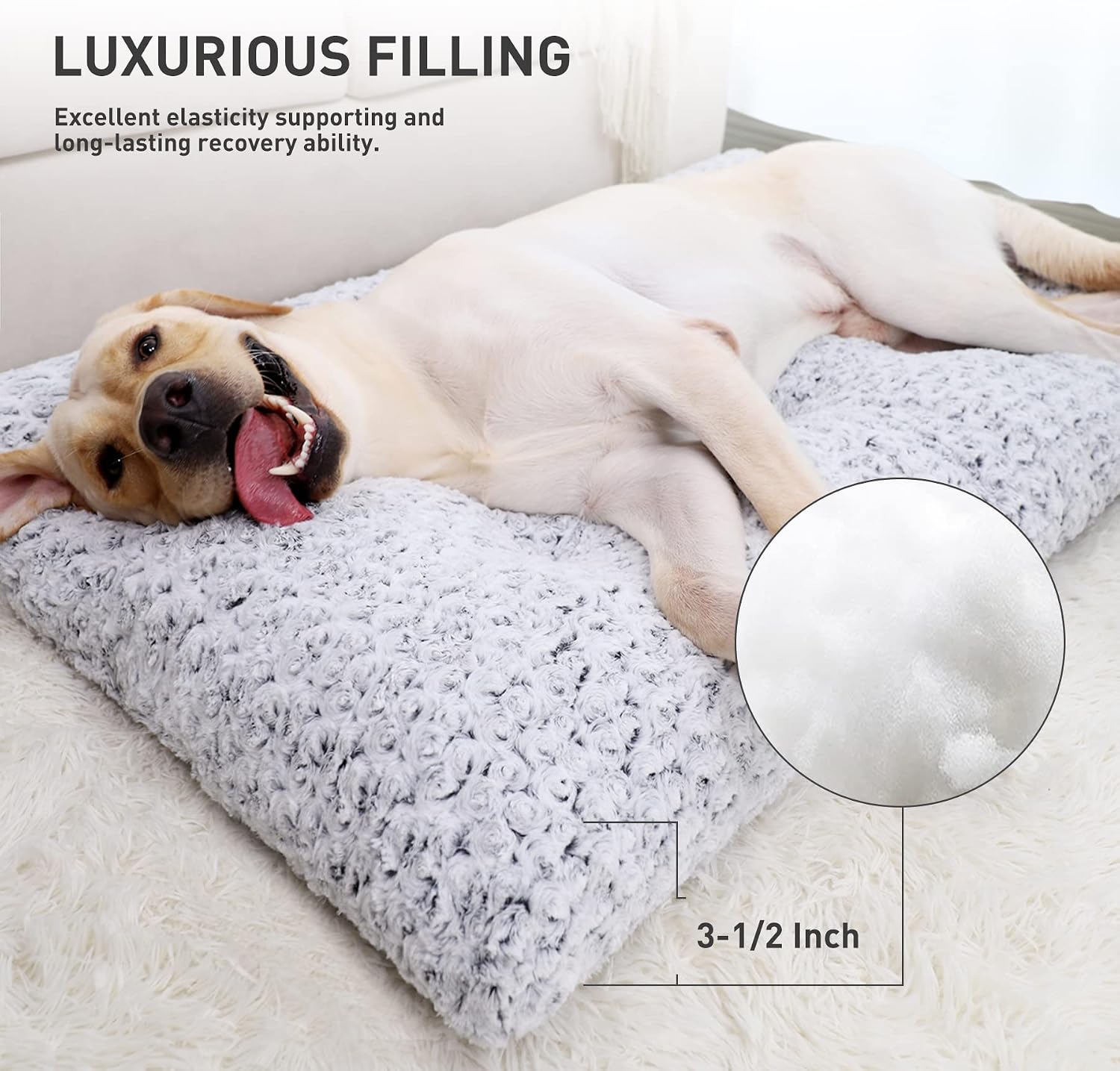 KSIIA Washable Dog Bed Medium Size Dog Crate Bed Plush Pet Mat 35"x23" Gray - Image 3