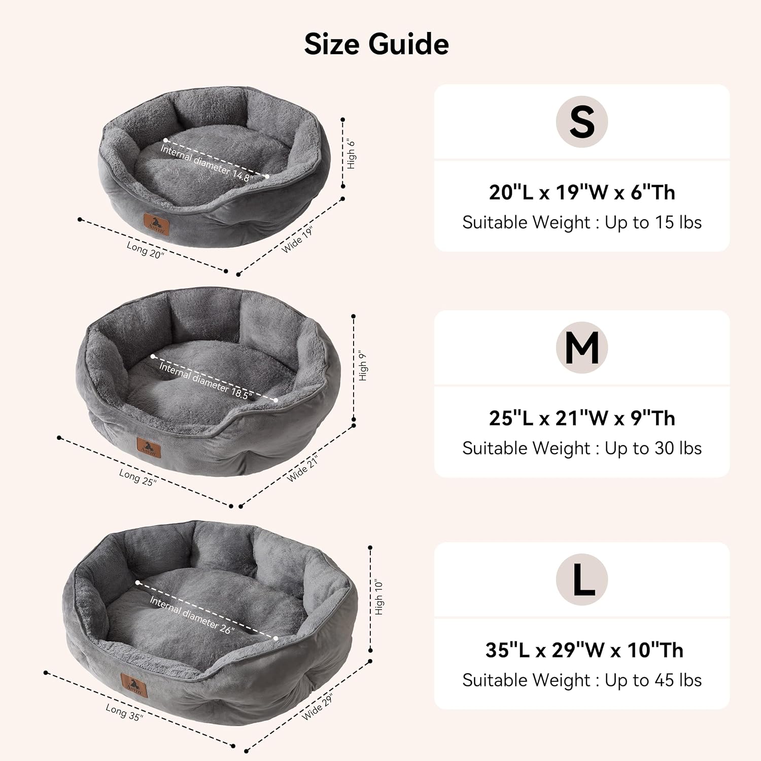Asvin Small Dog Bed for Small Dogs, Cat Beds for Indoor Cats, Pet Bed for Puppy and Kitty, Extra Soft & Machine Washable with Anti-Slip & Water-Resistant Oxford Bottom, Grey, 20 inches - Image 6