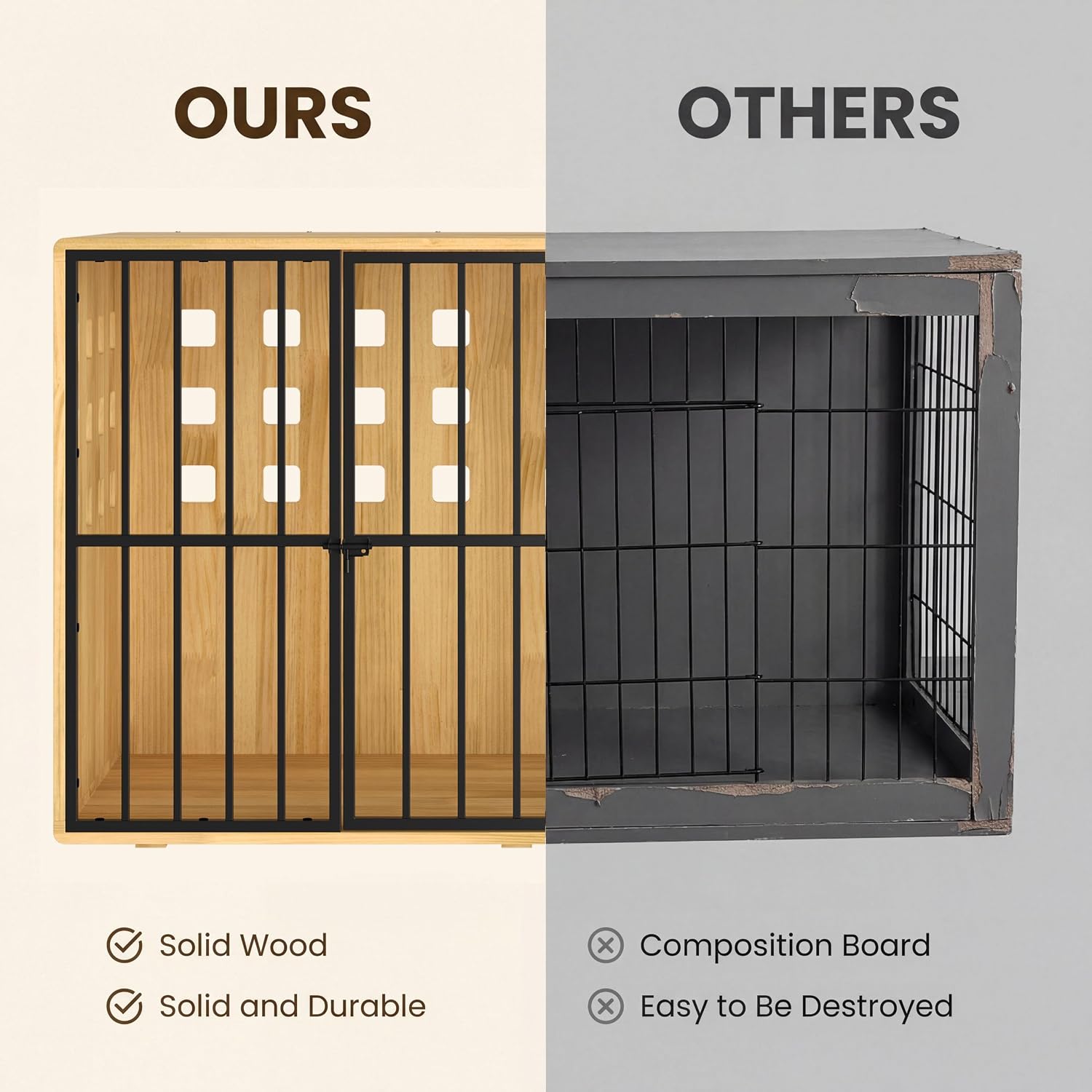 Timechee Extra Large Wooden Dog Crate Furniture, 47.2 Inches - Image 5