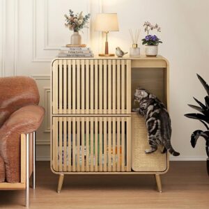 Dog Proof Cat Feeding Station, Cat Feeder Station, Pet Food Storage Natural