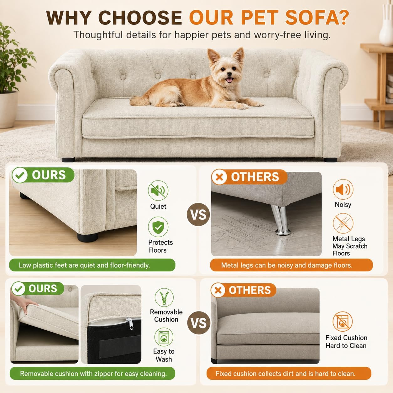 38.9" x 23.2" Dog Sofa for Small & Medium Dogs - Image 7