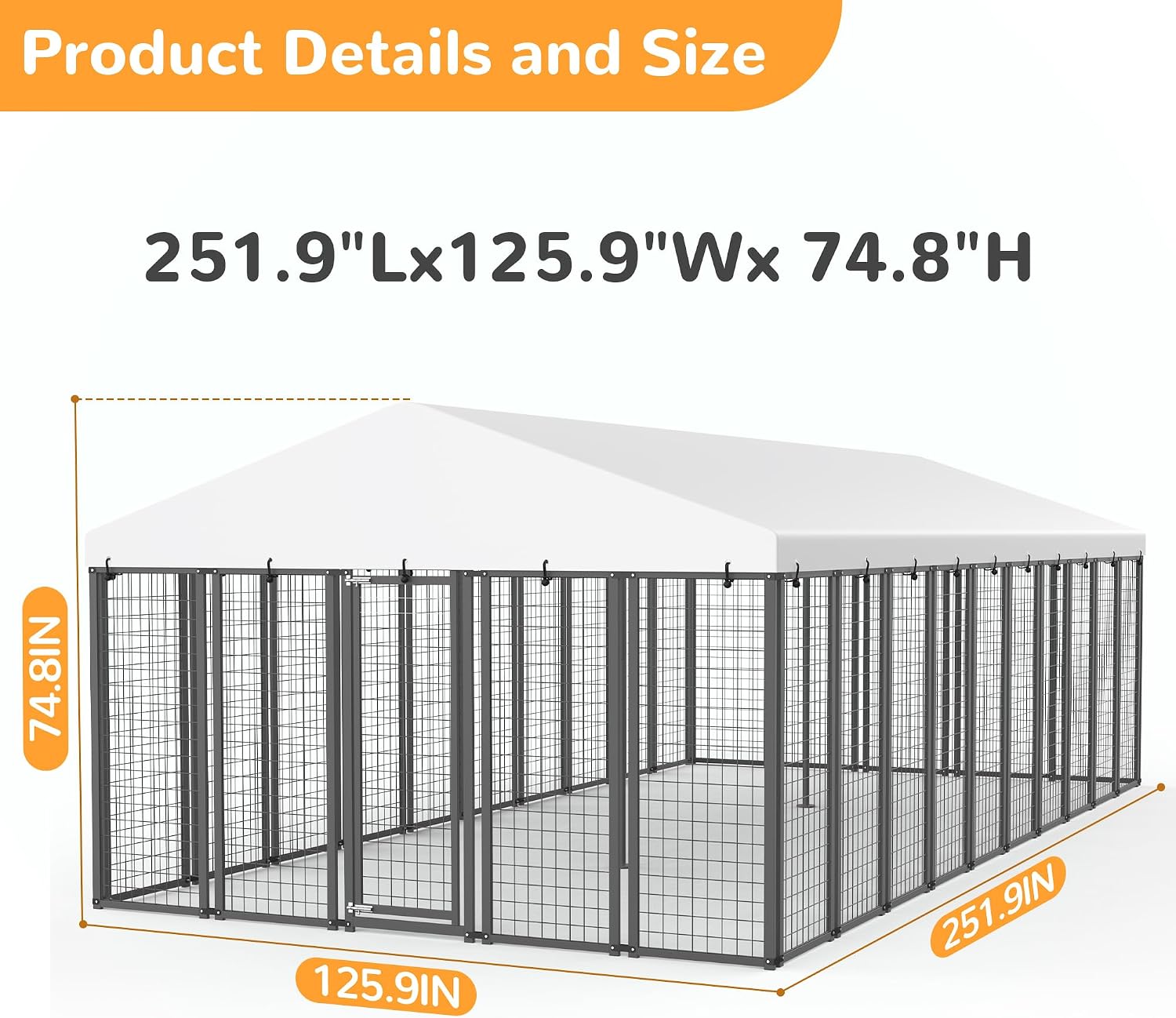 20x10 ft Outdoor Dog Kennel, Heavy Duty Dog Pens for Large Dogs - Image 2