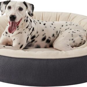 36 inches Soft Touch Fleece Donut Dog Bed for Large Dogs,Dark Grey