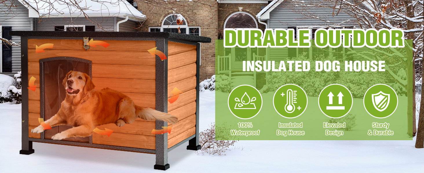 Heated Dog House Outdoor Dog House Insulated Large Weatherproof Dog Shelter with Heated Pad