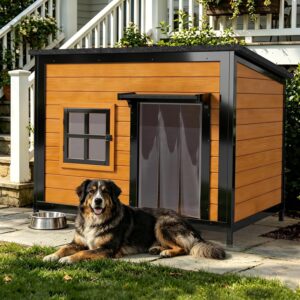 43″ Large Outdoor Dog House, Brown