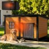 59″ Extra Large Outdoor Dog House with Insulated Liner, Brown