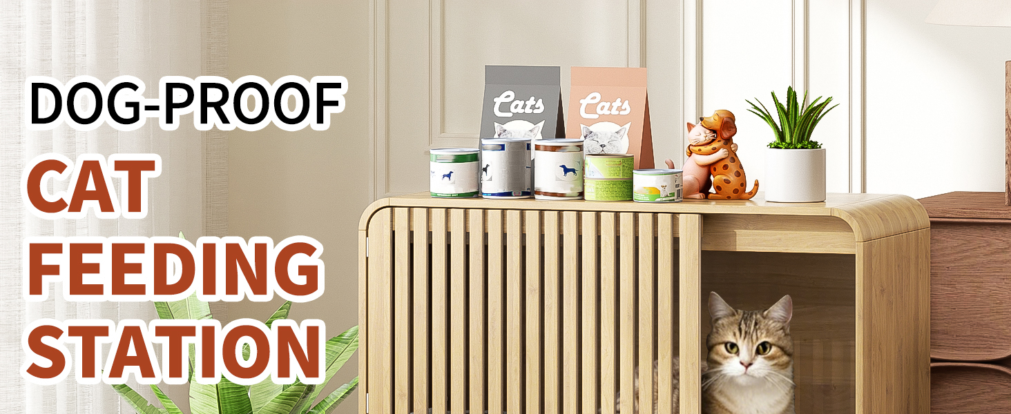 cat feeding station with storage