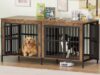 88″ Double Dog Crate Furniture for Medium/Large Dogs, Wood