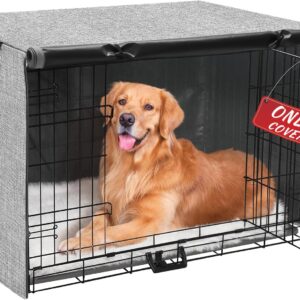 Akinerri Dog Crate Cover, Double Door Waterproof Kennel Cover, 36 in Grey